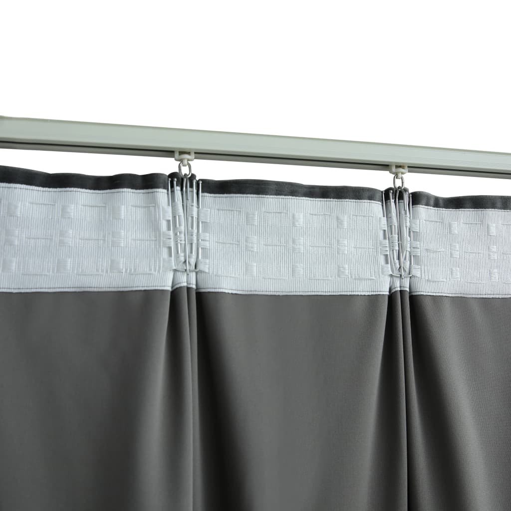 Gordijnen verduisterend 2 st met haken 140x245 cm fluweel antraciet