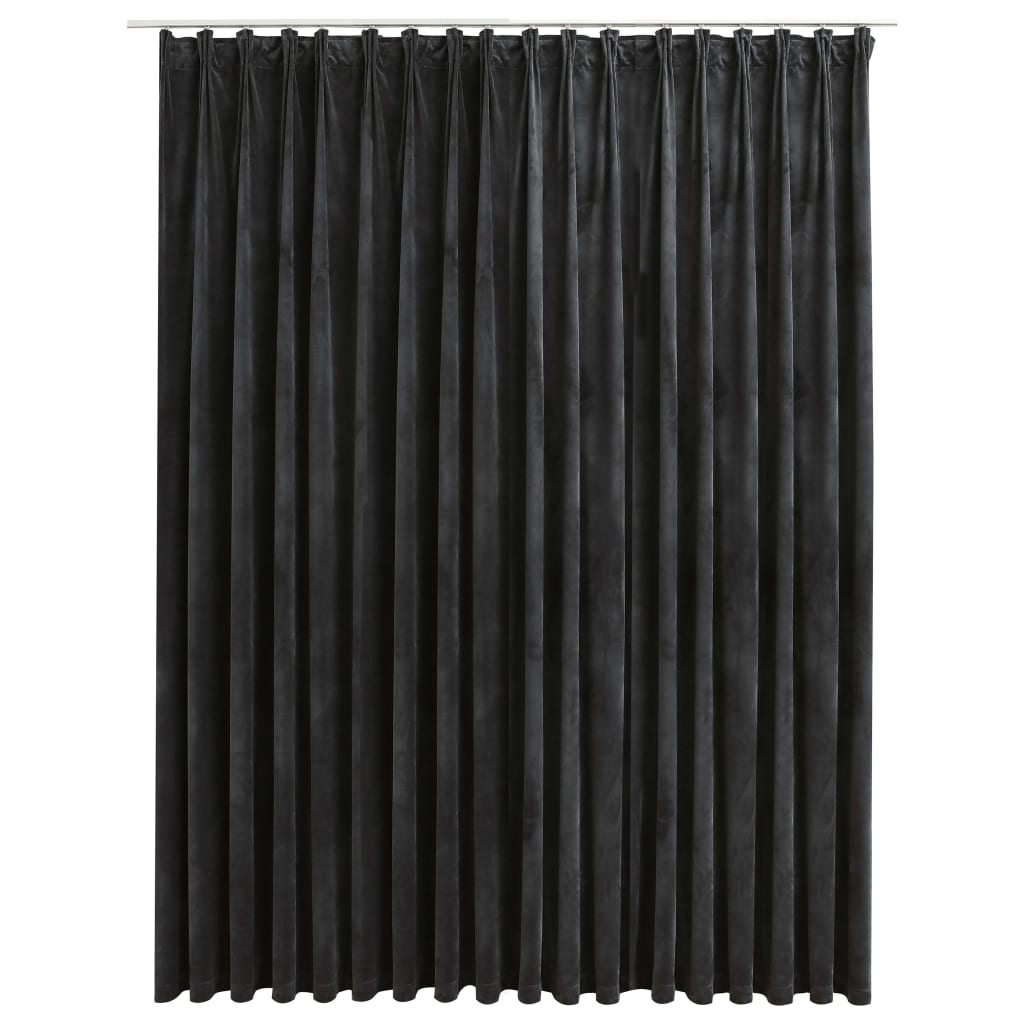 Gordijn verduisterend met haken 290x245 cm fluweel antraciet