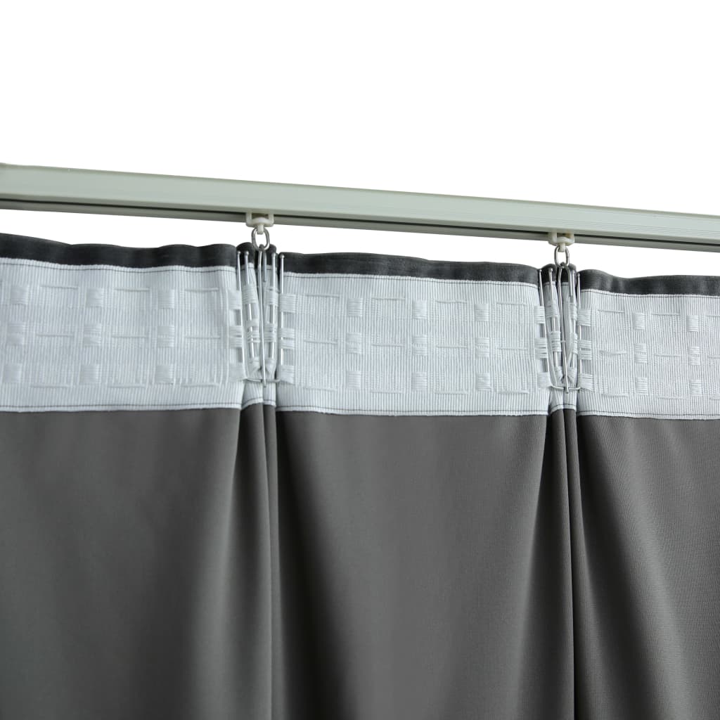 Gordijn verduisterend met haken 290x245 cm fluweel antraciet