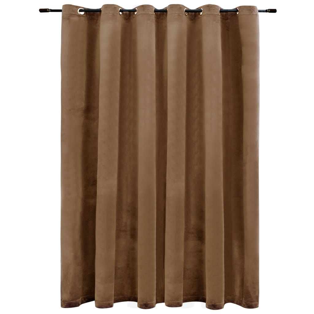 Gordijn verduisterend met ringen 290x245 cm fluweel beige