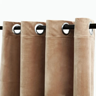 Gordijn verduisterend met ringen 290x245 cm fluweel beige