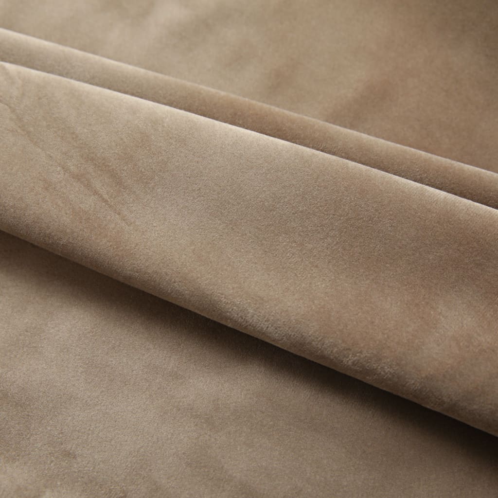 Gordijnen verduisterend 2 st met haken 140x175 cm fluweel beige