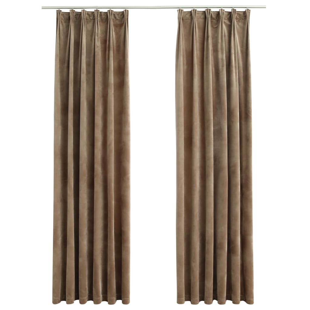 Gordijnen verduisterend 2 st met haken 140x245 cm fluweel beige