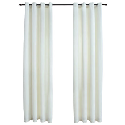 Gordijn verduisterend met ringen 2 st 140x175 cm fluweel crème
