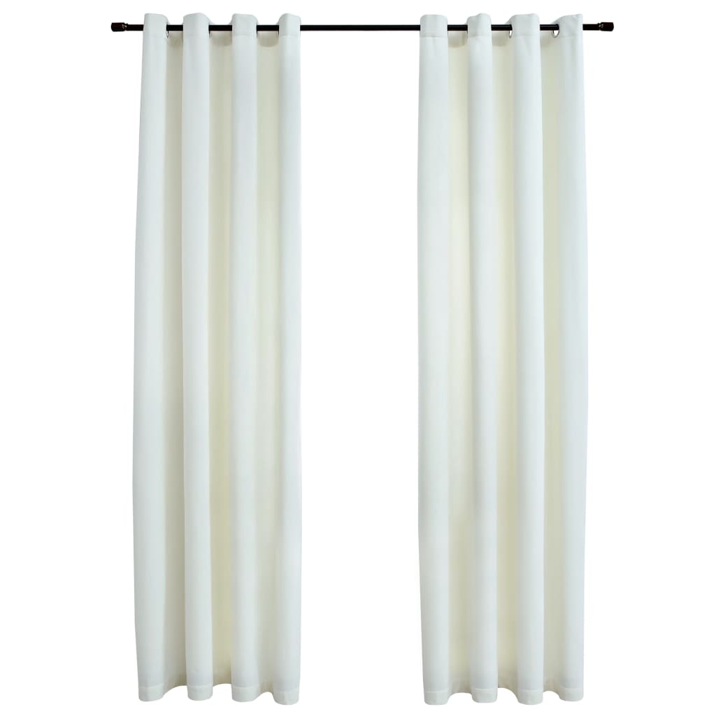 Gordijn verduisterend met ringen 2 st 140x225 cm fluweel crème