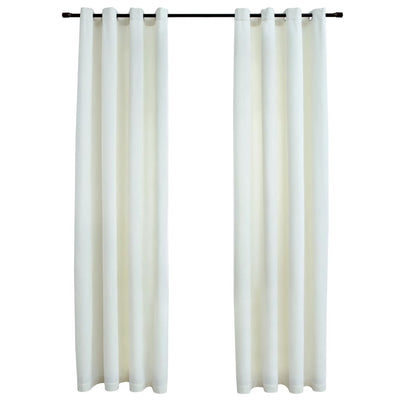 Gordijn verduisterend met ringen 2 st 140x225 cm fluweel crème