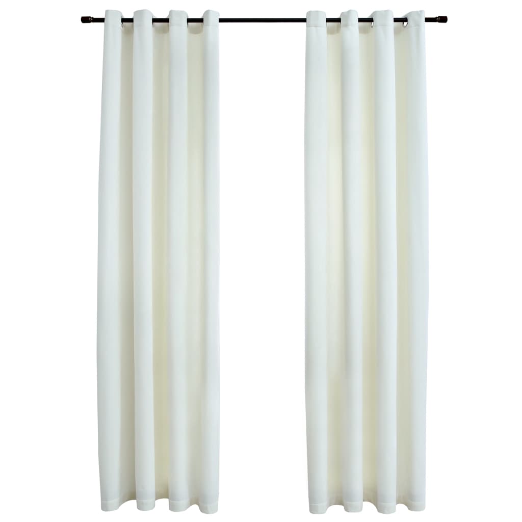 Gordijn verduisterend met ringen 2 st 140x245 cm fluweel crème