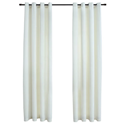 Gordijn verduisterend met ringen 2 st 140x245 cm fluweel crème