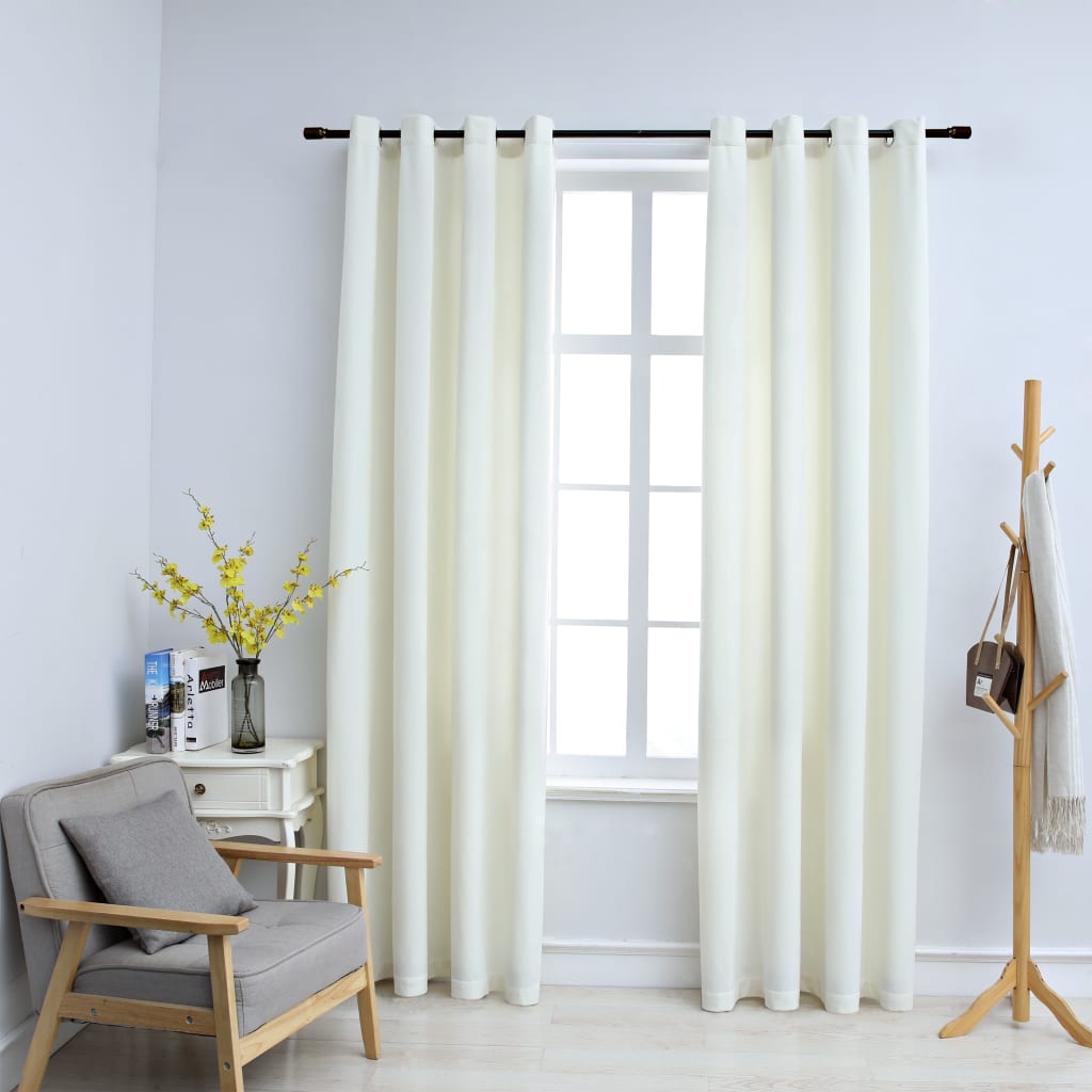 Gordijn verduisterend met ringen 2 st 140x245 cm fluweel crème