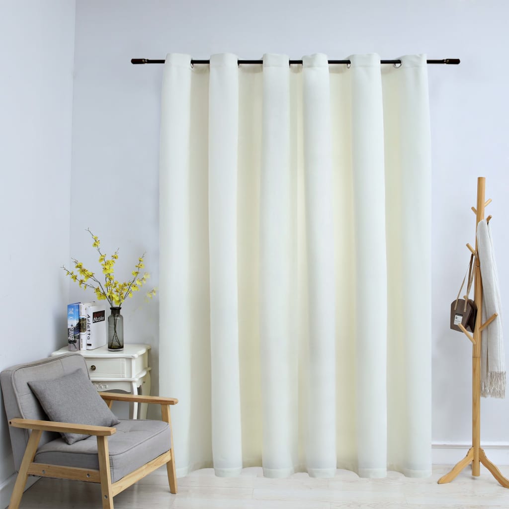 Gordijn verduisterend met ringen 290x245 cm fluweel crème