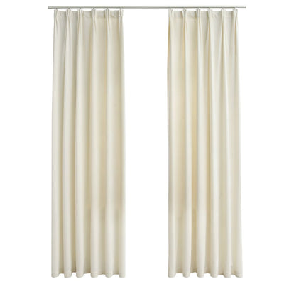 Gordijnen verduisterend 2 st met haken 140x175 cm fluweel crème