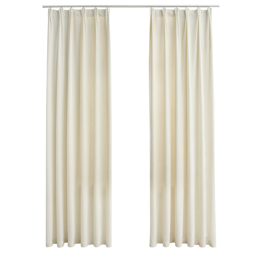 Gordijnen verduisterend 2 st met haken 140x225 cm fluweel crème