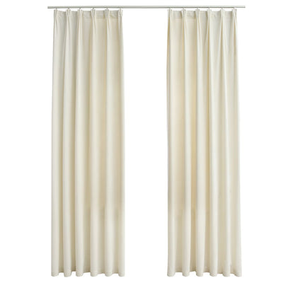 Gordijnen verduisterend 2 st met haken 140x225 cm fluweel crème