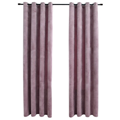 Gordijnen verduisterend met ringen 2 st 140x225 cm fluweel roze