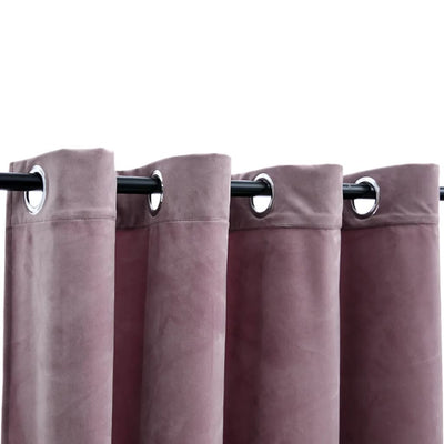 Gordijnen verduisterend met ringen 2 st 140x225 cm fluweel roze