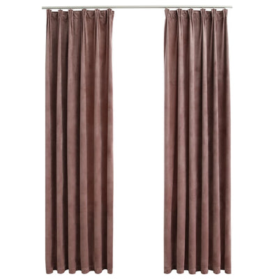 Gordijnen verduisterend 2 st met haken 140x225 cm fluweel roze