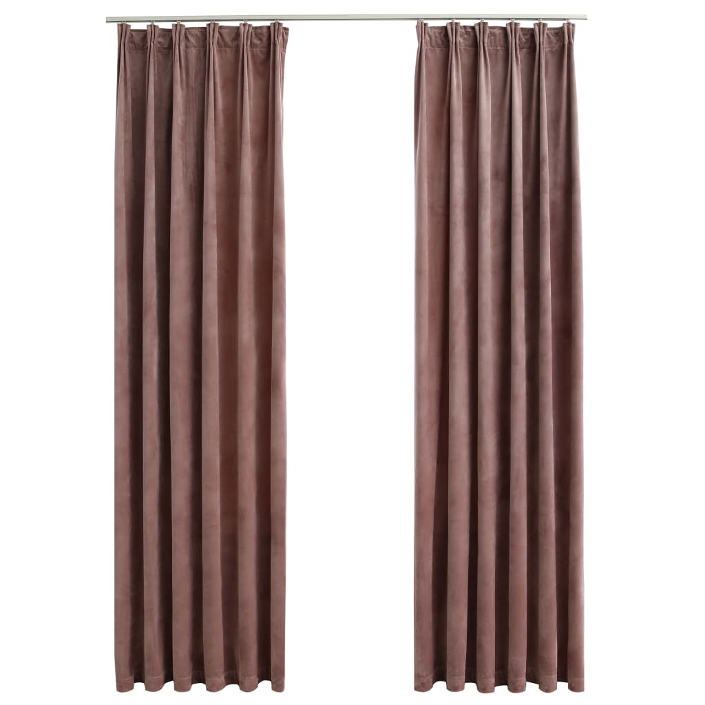 Gordijnen verduisterend 2 st met haken 140x245 cm fluweel roze