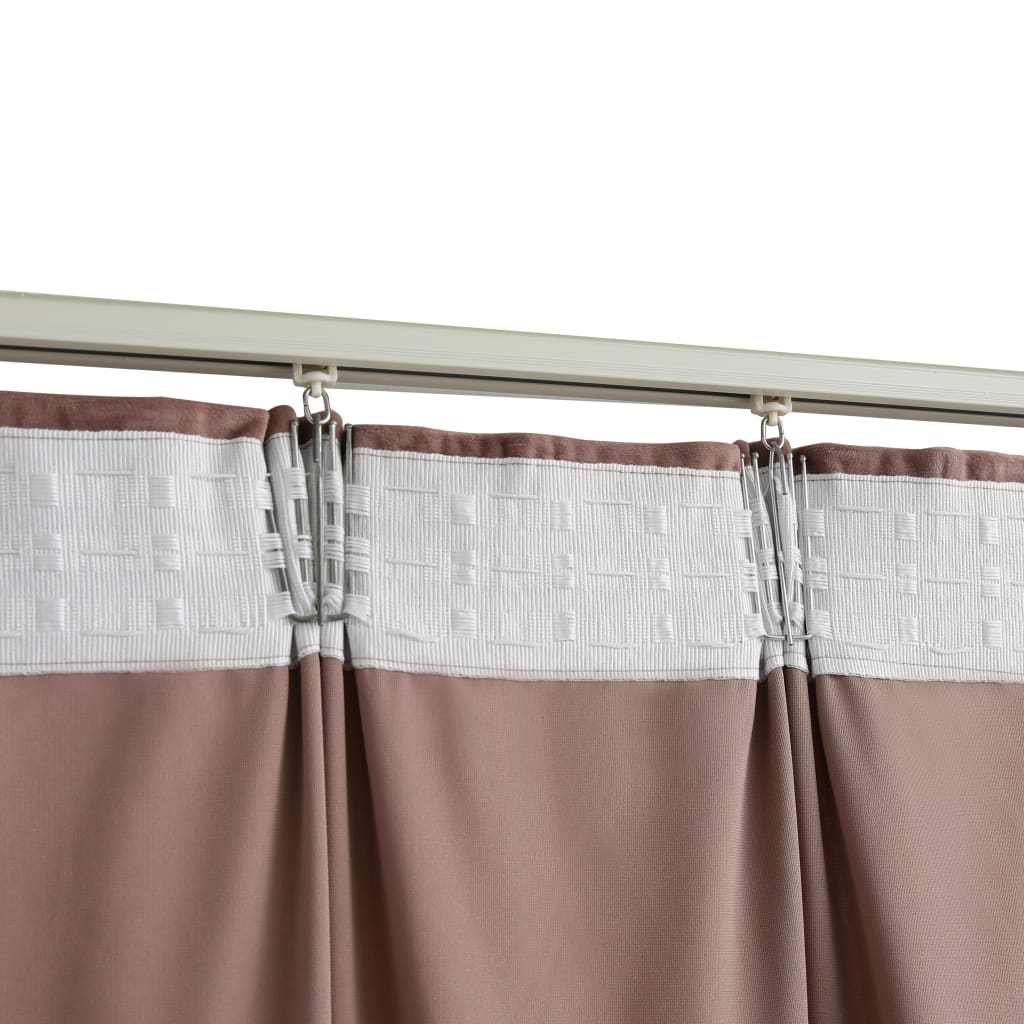 Gordijnen verduisterend 2 st met haken 140x245 cm fluweel roze
