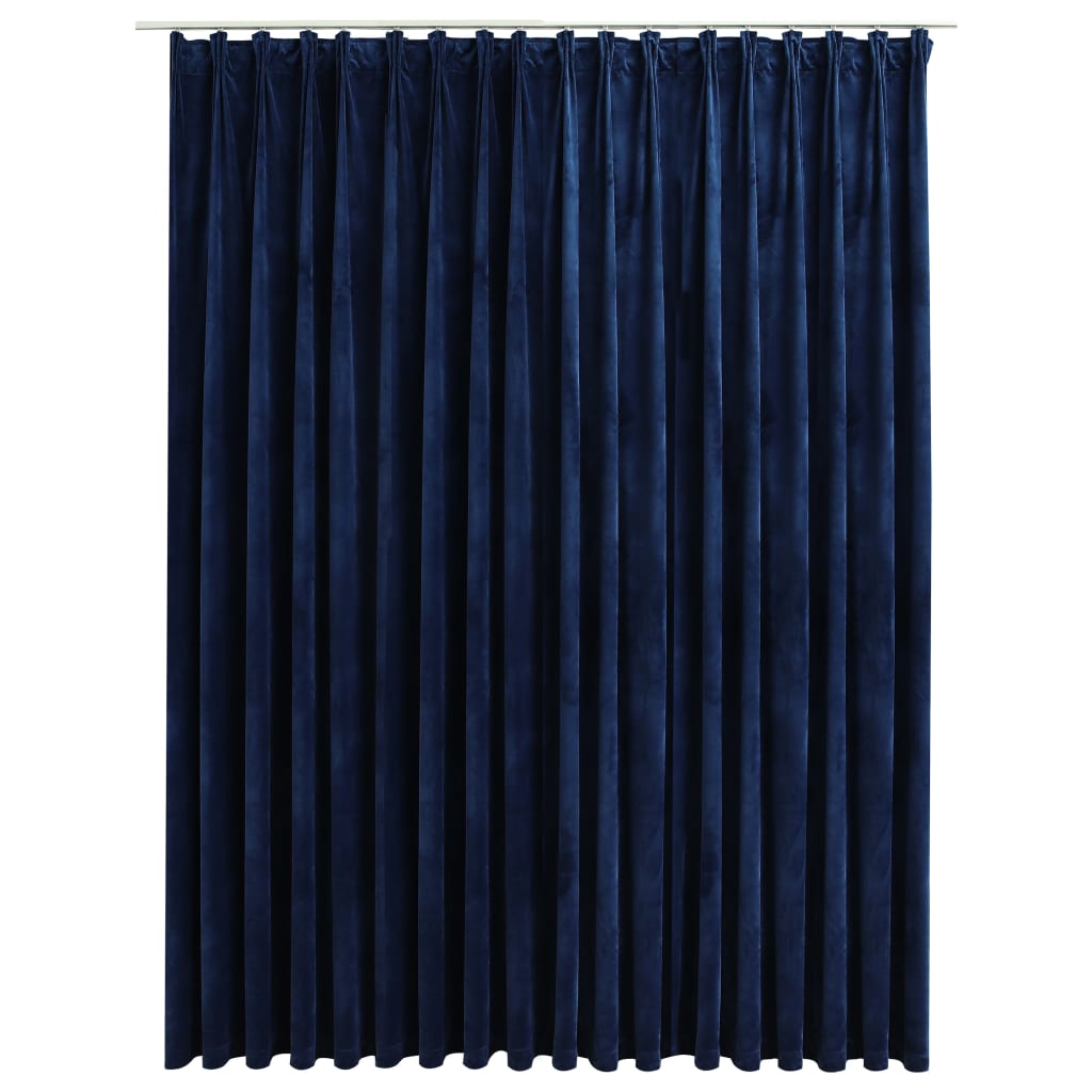 Gordijn verduisterend met haken 290x245 cm fluweel blauw