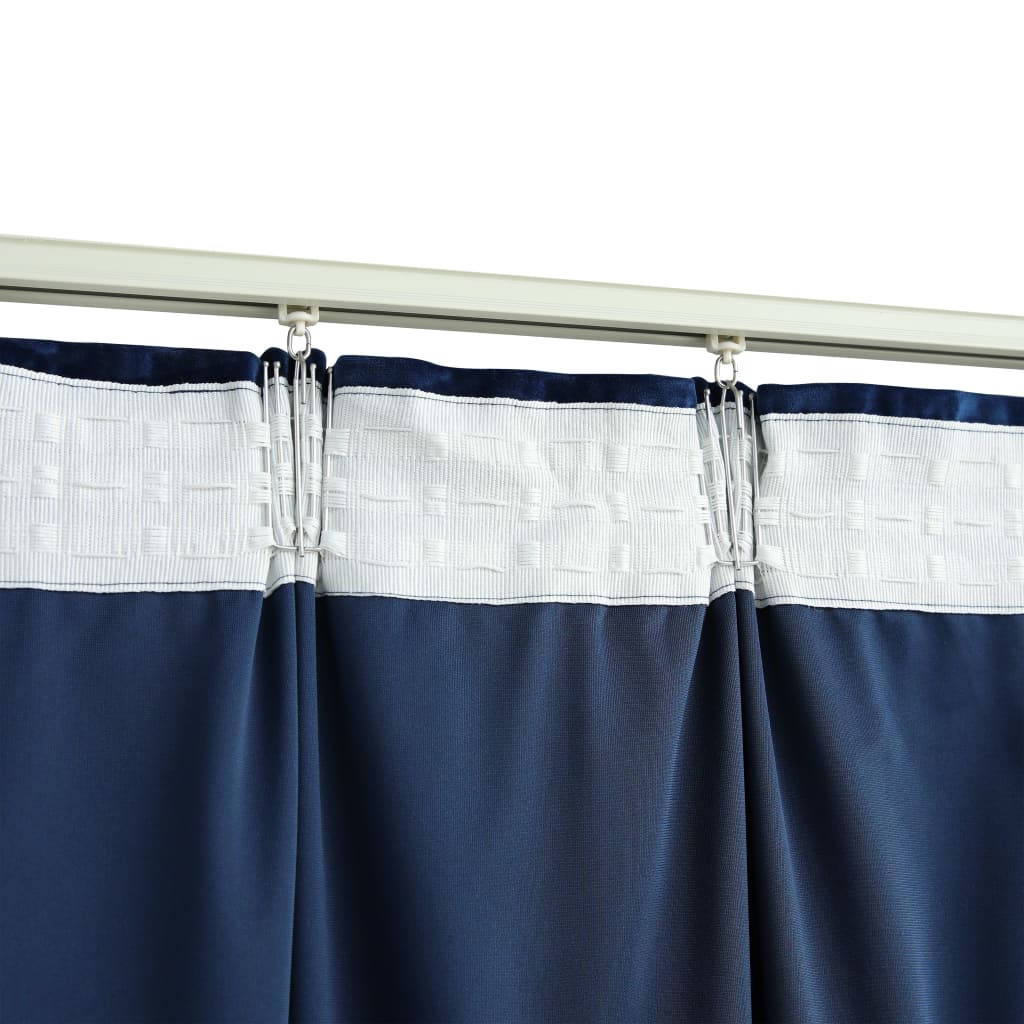 Gordijn verduisterend met haken 290x245 cm fluweel blauw