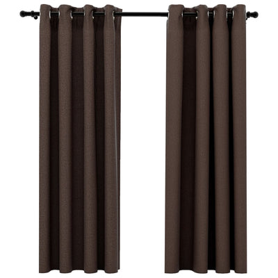 Gordijnen linnen-look verduisterend ogen 2 st 140x175 cm taupe