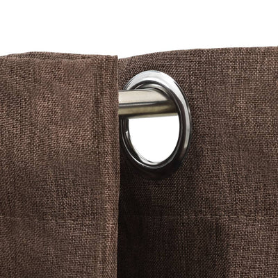 Gordijnen linnen-look verduisterend ogen 2 st 140x175 cm taupe