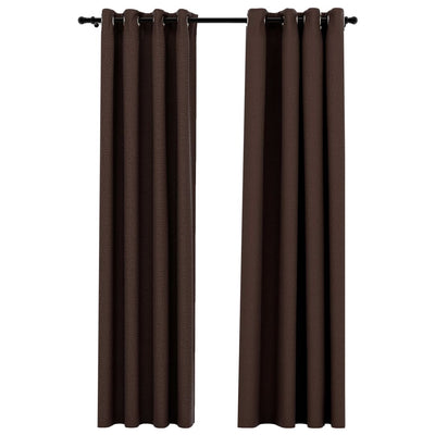 Gordijnen linnen-look verduisterend ogen 2 st 140x225 cm taupe