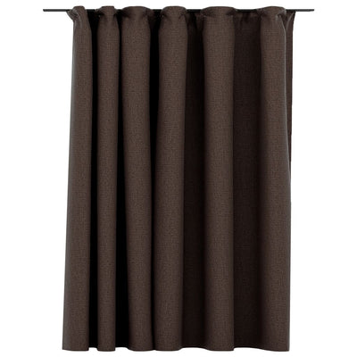 Gordijn linnen-look verduisterend met haken 290x245 cm taupe