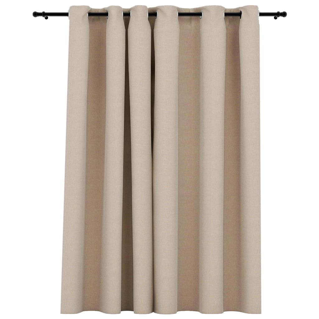 Gordijn linnen-look verduisterend met ogen 290x245 cm beige