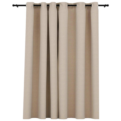 Gordijn linnen-look verduisterend met ogen 290x245 cm beige