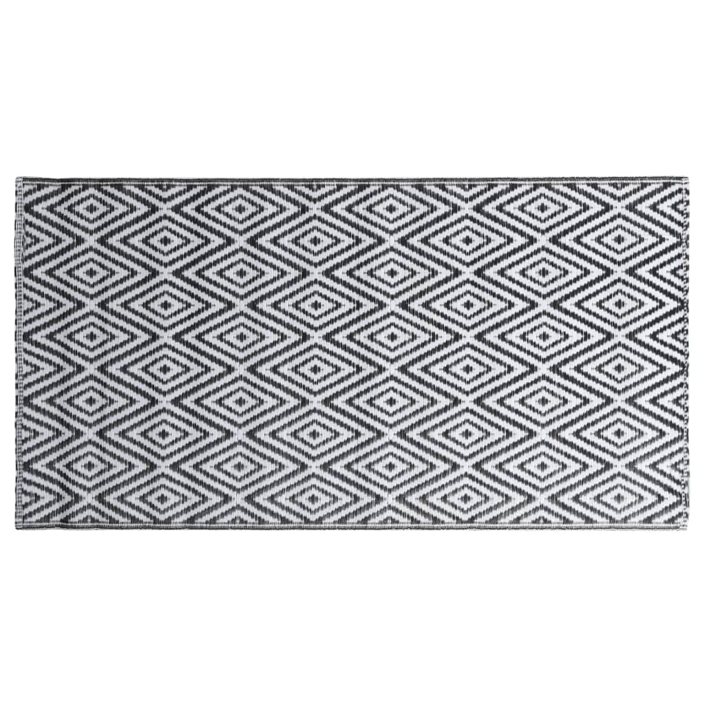 Buitenkleed 120x180 cm PP wit en zwart