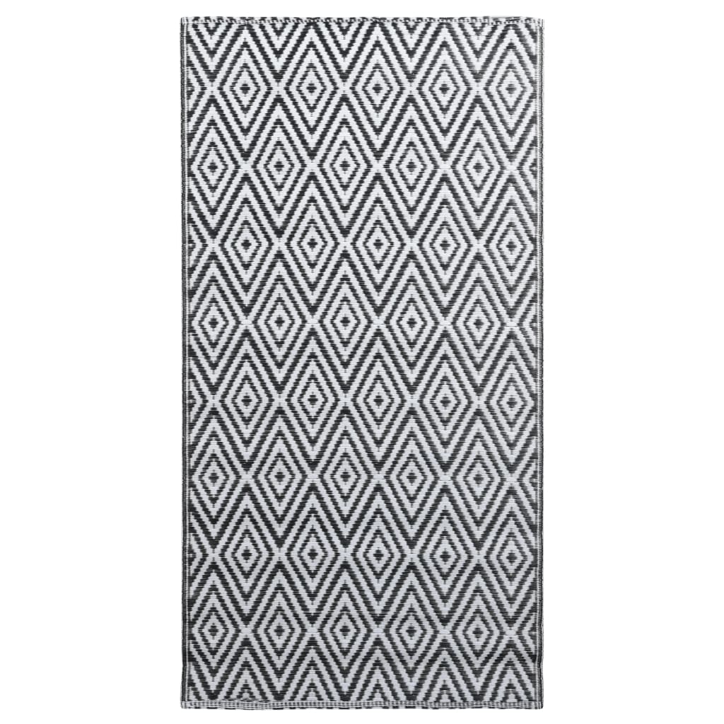Buitenkleed 190x290 cm PP wit en zwart