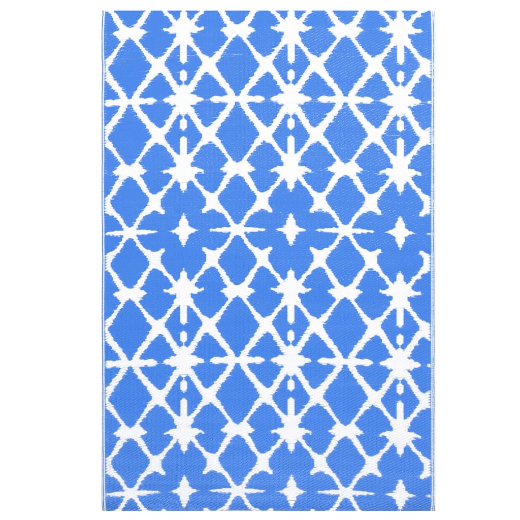 Buitenkleed 160x230 cm PP blauw en wit