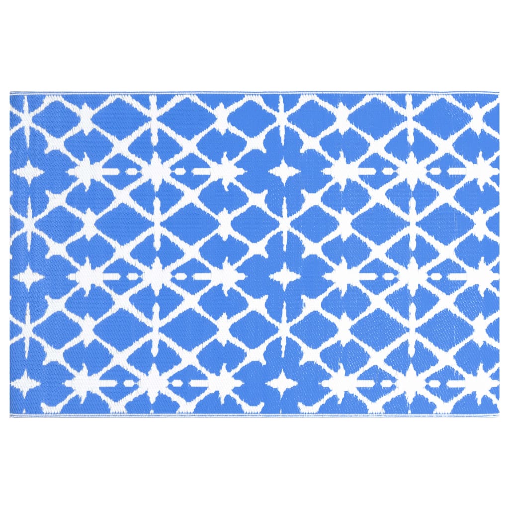 Buitenkleed 160x230 cm PP blauw en wit