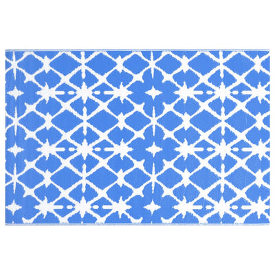Buitenkleed 160x230 cm PP blauw en wit