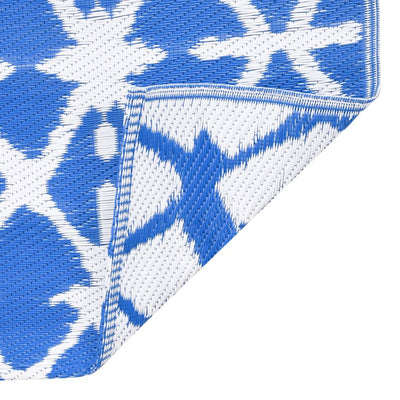 Buitenkleed 160x230 cm PP blauw en wit