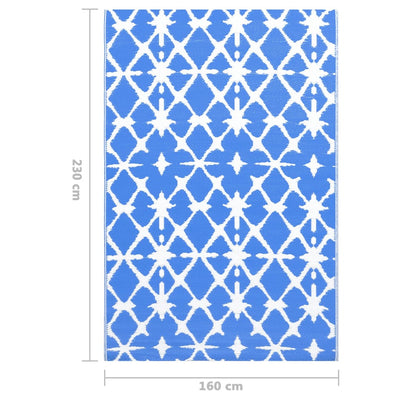 Buitenkleed 160x230 cm PP blauw en wit