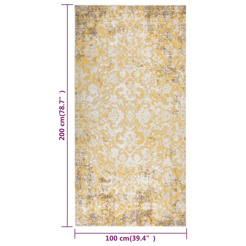 Buitenkleed platgeweven 100x200 cm geel