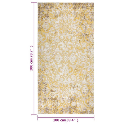 Buitenkleed platgeweven 100x200 cm geel