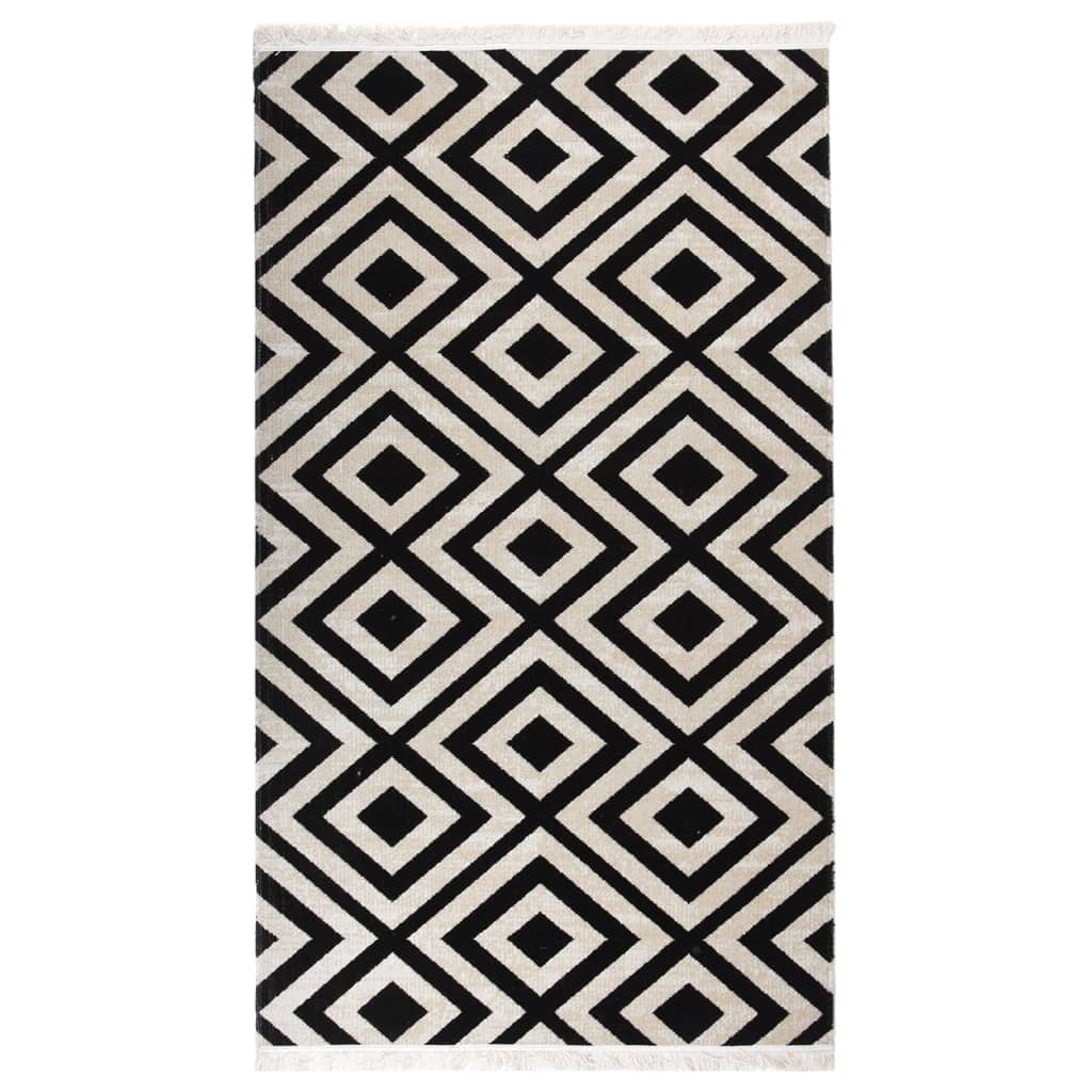 Buitenkleed platgeweven 115x170 cm zwart en beige