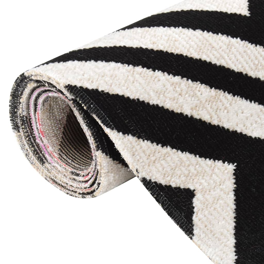 Buitenkleed platgeweven 115x170 cm zwart en beige