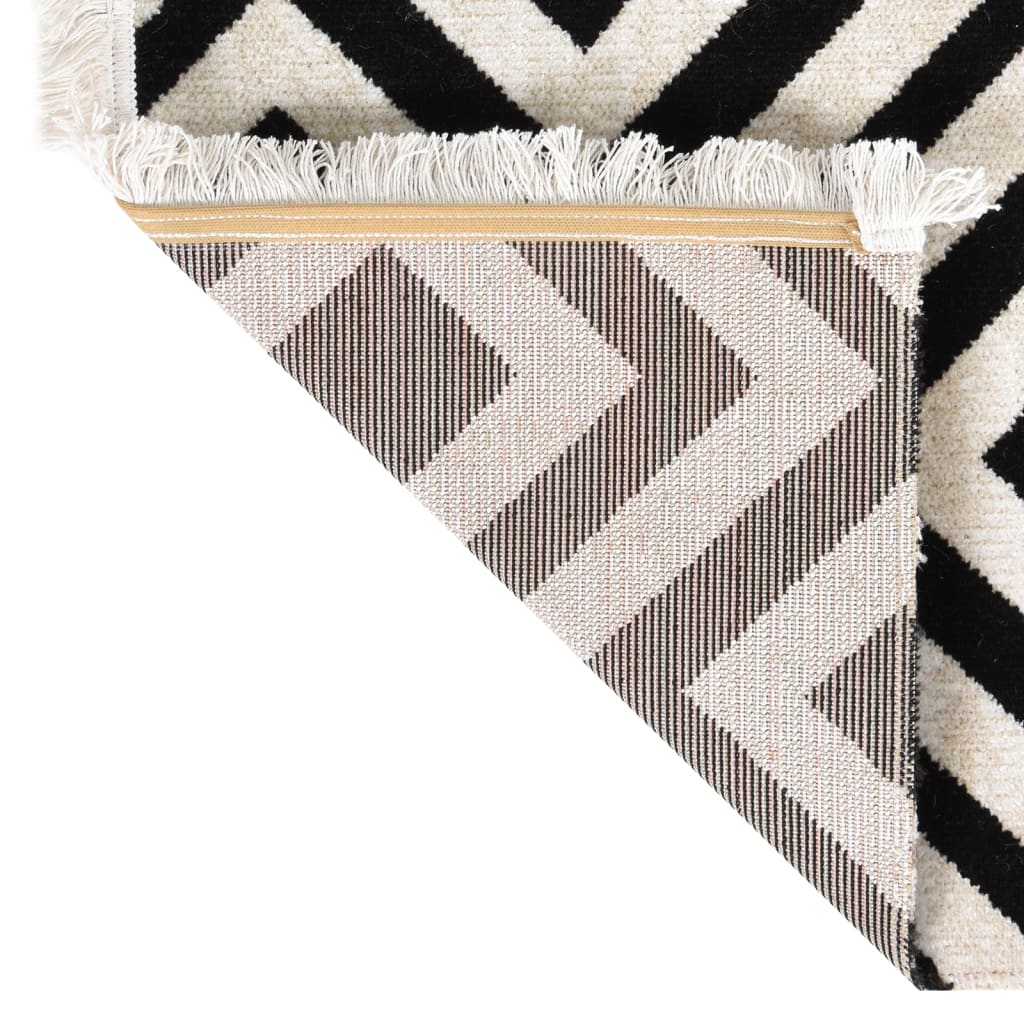 Buitenkleed platgeweven 115x170 cm zwart en beige