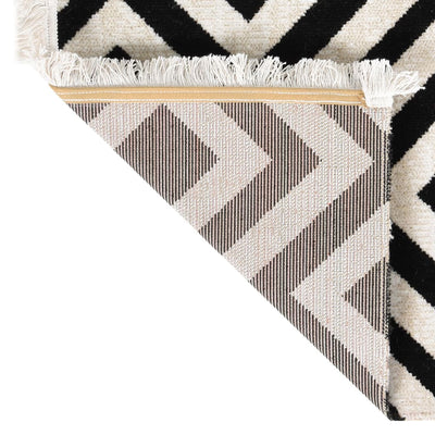 Buitenkleed platgeweven 115x170 cm zwart en beige
