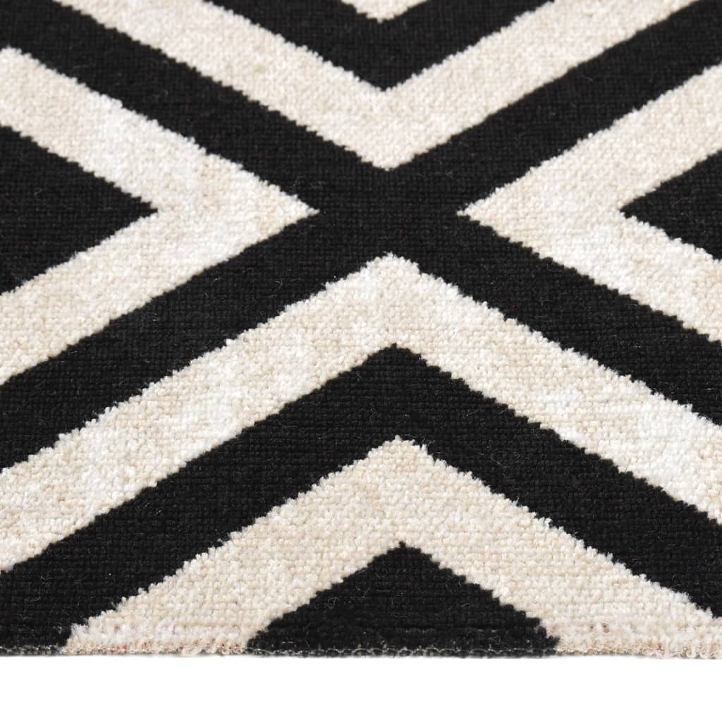 Buitenkleed platgeweven 115x170 cm zwart en beige