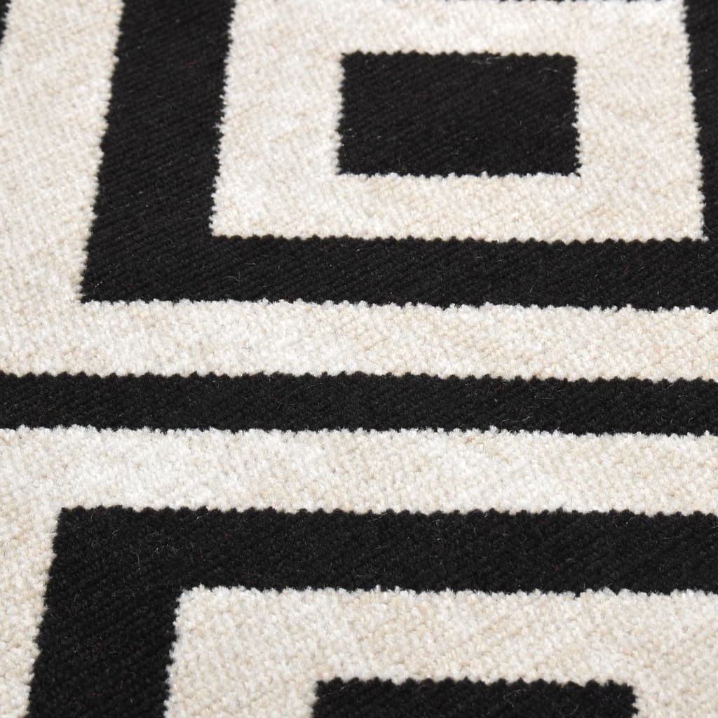 Buitenkleed platgeweven 115x170 cm zwart en beige
