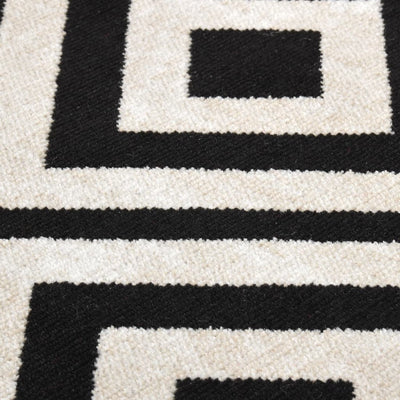 Buitenkleed platgeweven 115x170 cm zwart en beige