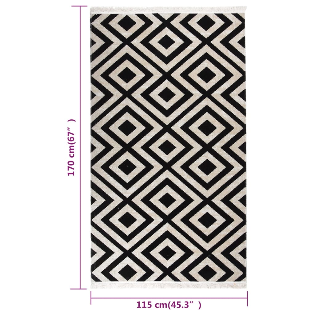 Buitenkleed platgeweven 115x170 cm zwart en beige