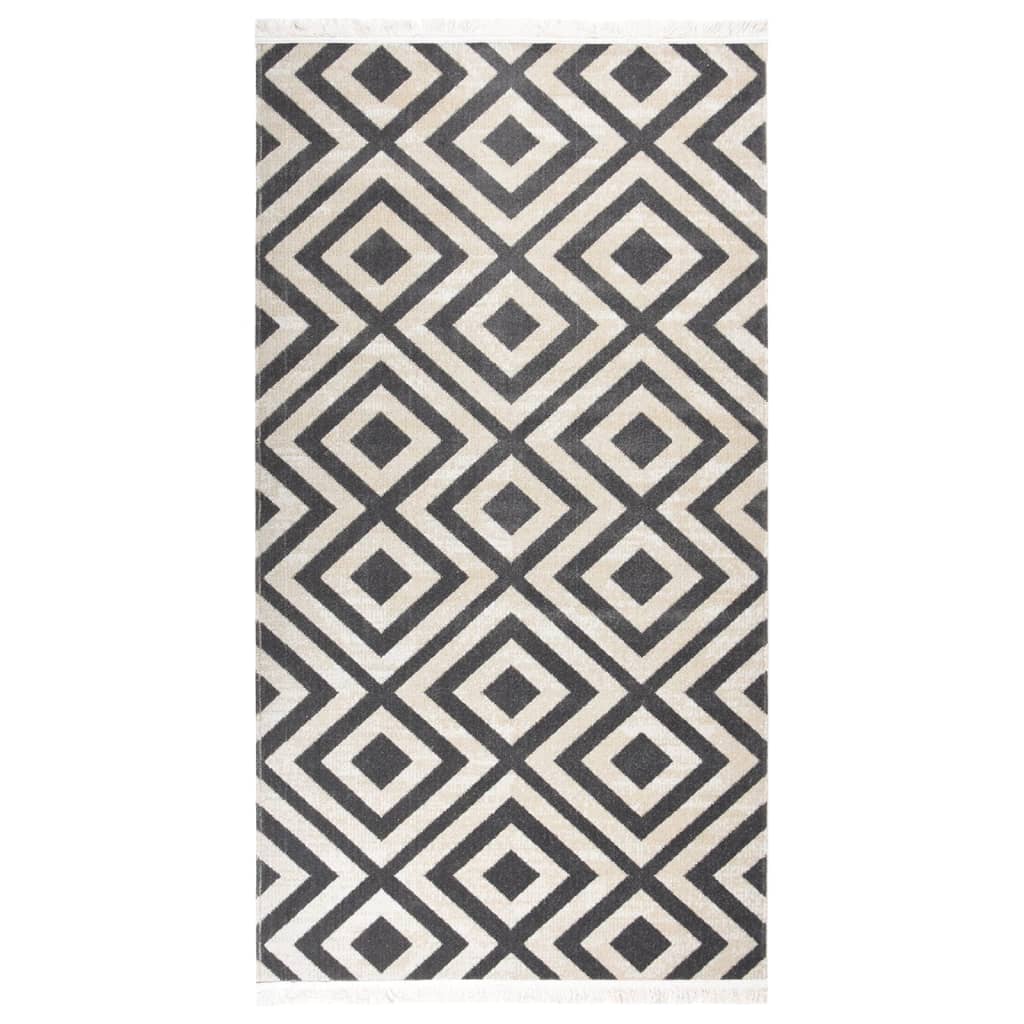 Buitenkleed platgeweven 80x150 cm lichtzwart en lichtbeige