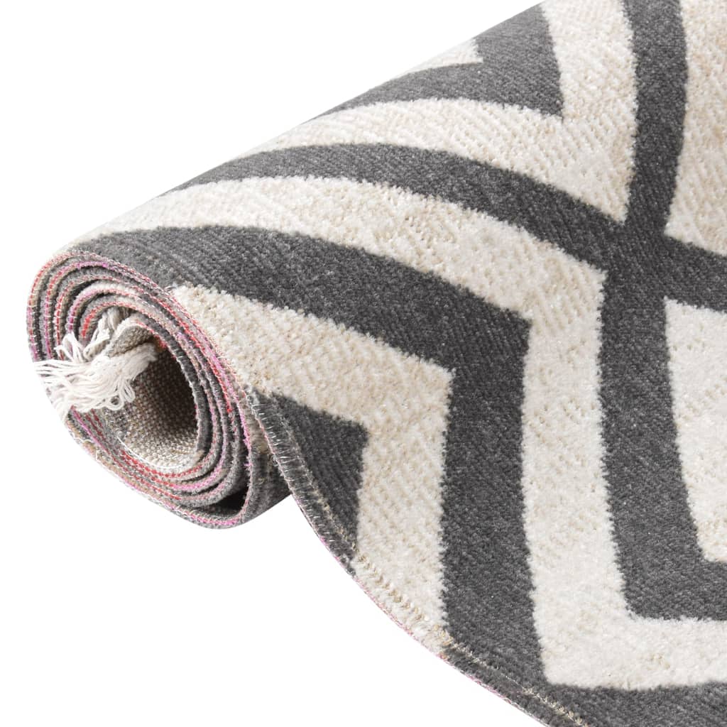 Buitenkleed platgeweven 80x150 cm lichtzwart en lichtbeige