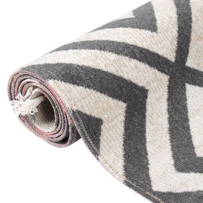 Buitenkleed platgeweven 80x150 cm lichtzwart en lichtbeige